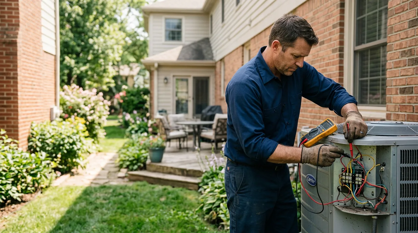HVAC technician working near West College Corner, IN
